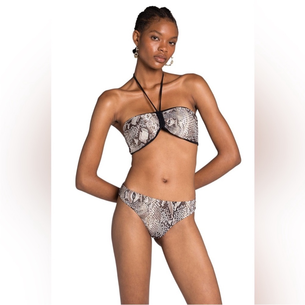 Roberto Cavalli Brown Snakeskin Bikini